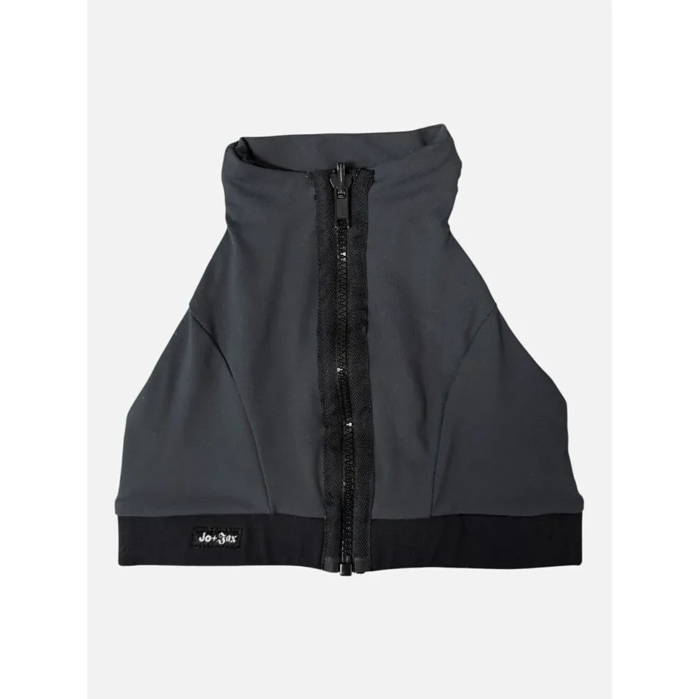 Jo+Jax Reversible Zip Front Dance Crop Top Black Gray Child M